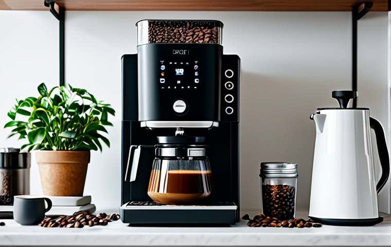 **

"A cozy home coffee studio with high-quality espresso machine, grinder, tamper, digital scale, and fresh coffee beans. Decorated with coffee-related art and green plants. Safe for work, appropriate content, fully clothed, professional setup, perfect anatomy, natural proportions, family-friendly."

**